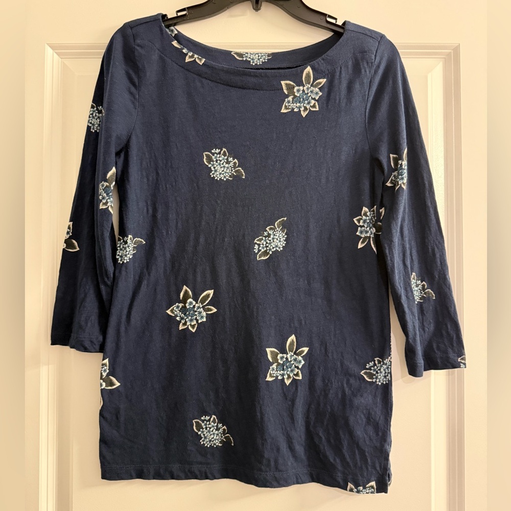 Loft Outlet Women's Blue Floral 3/4 Sleeve Top Size XS